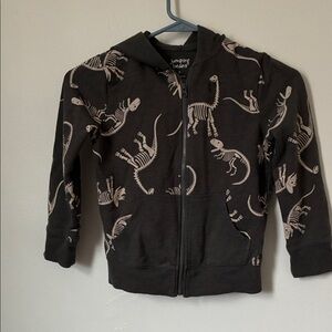jumping beans dark grey Hoodie with Beige Dinosaur Skeleton Print
